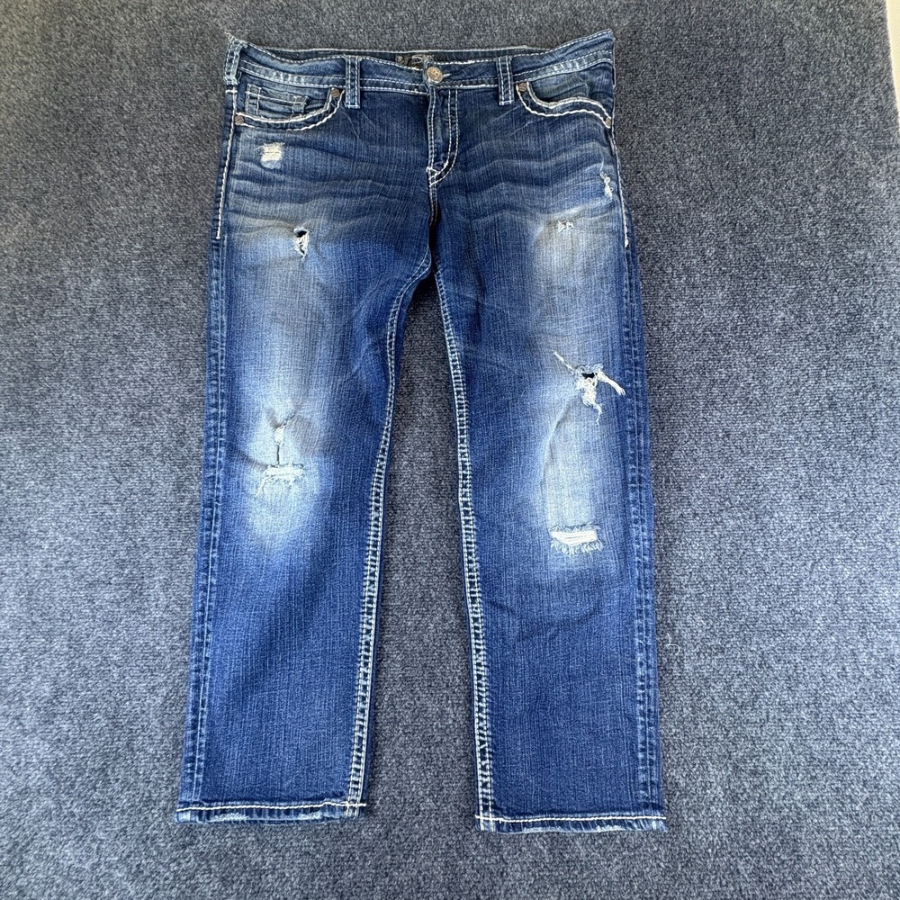 Silver Jeans Co. Aiko Women 36x26 Tag33x25 Blue Denim Cotton Mid Rise Straight